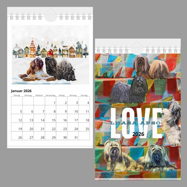 Lhasa Apso Art Kalender 2026 – A5 Hochformat
